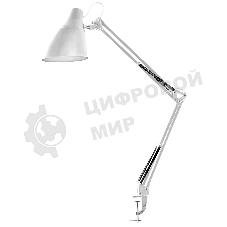 Светильник настольный Camelion KD-335 C01 белый с метал. струбциной, 230V, 40W, E27