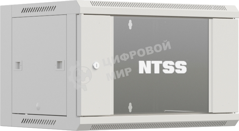 Шкаф коммутационный NTSS Премиум (NTSS-W6U6045GS-2) настенный 6U 600x450 мм пер. дв. стекл 60 кг серый IP20 сталь