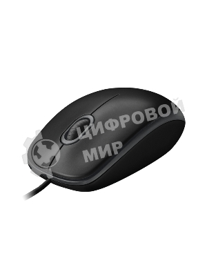 Мышь проводная Logitech B100 черный, 1000 dpi, USB, кнопки - 3