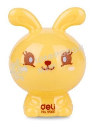 Точилка для карандашей ручная Deli Rabbit E0560, 1 отверстие, пластик, ассорти блистер