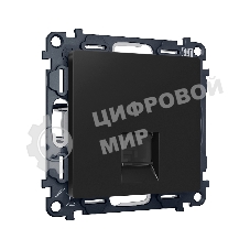 Комплект механизма телефонной розетки ALFA Черный матовый RJ-11(4P4C) с шторкой QUANT (AP8120, VM190) MA812030