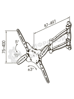Кронштейн для телевизора Kromax TECHNO-5 серый 15