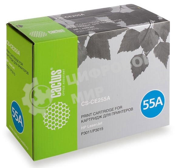 Картридж лазерный Cactus CS-CE255AS черный (6000 стр.) для HP LaserJet P3011/P3015