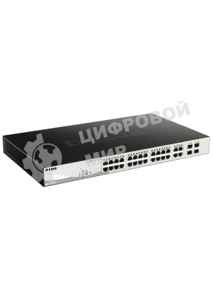 Коммутатор D-Link DGS-1210-28P/FL1A, L2 Managed Switch with 24 10/100/1000Base-T ports and 4 100/1000Base-T/SFP combo-ports (24 PoE ports 802.3af/802.3at (30 W), PoE Budget 193 W).8K Mac address, 802.3x Flow Co