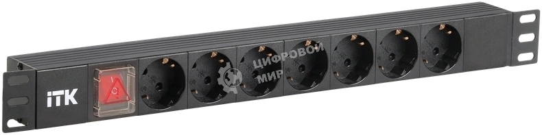 Блок PDU 7 розеток DIN49440 (нем. cтанд.), с LED выключателем,1U, без шнура, вх. IEC320 C14, алюминиевый профиль, черный PDU 7 розеток DIN49440 (нем. cтанд.), с LED выключателем,1U, без шнура, вх. IEC320 C14, алюминиевый профиль, черный