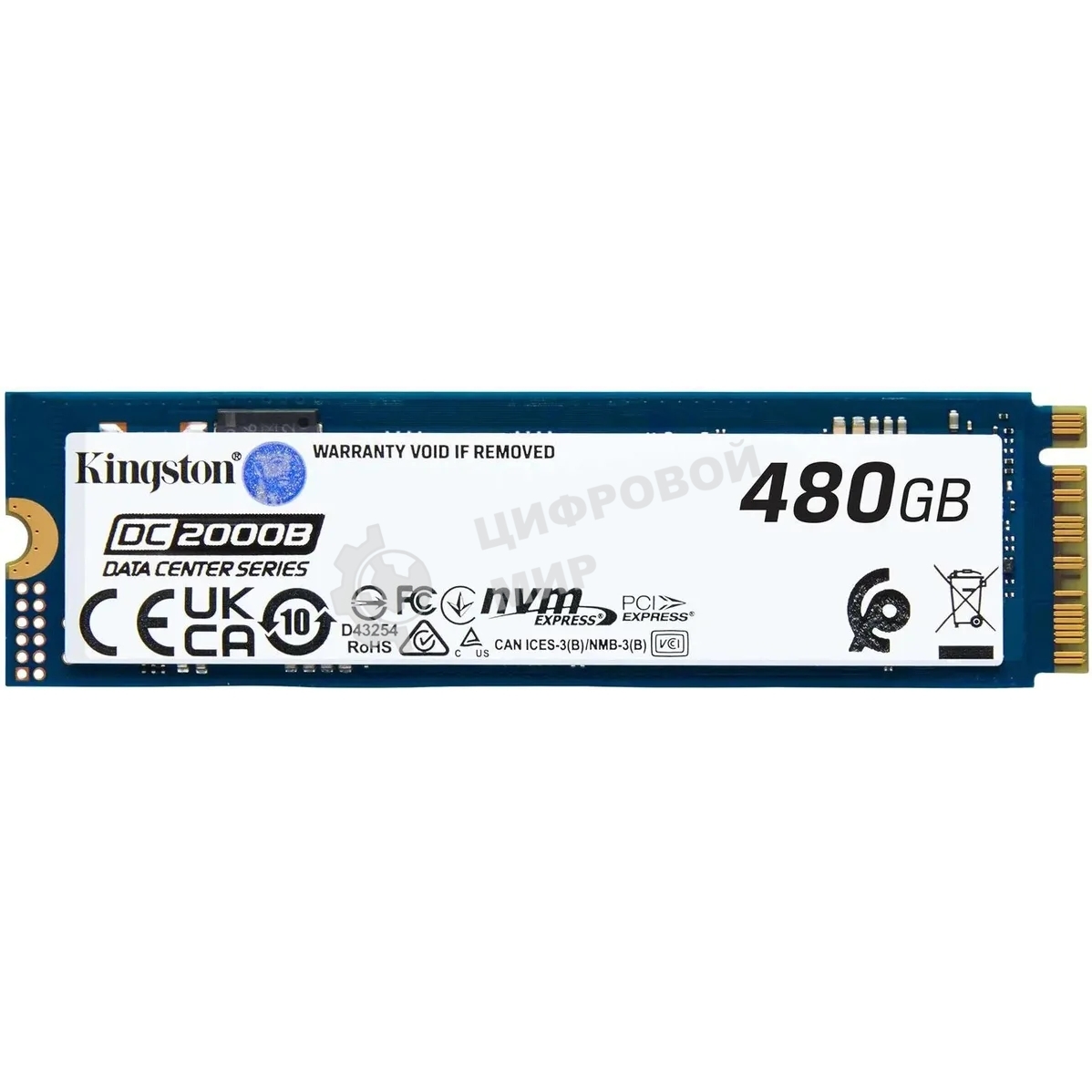 Накопитель SSD Kingston DC2000B, 480Gb, PCIe 4.0 x4, M.2 2280, R/W 7000/800