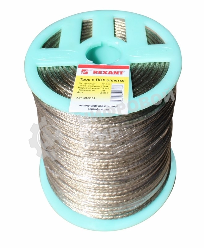 Трос стальной в ПВХ оплетке Rexant d=3,5 мм, прозрачный (бухта 200 м)