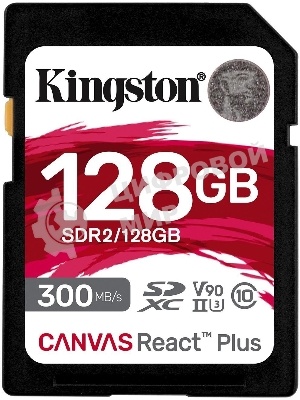 Флеш карта Kingston 128Gb Canvas React Plus SDXC UHS-II 300R/260W U3 V90
