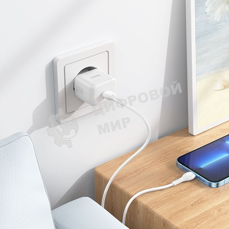 Сетевое зарядное устройство Hoco N32 Glory White 30W 3A+2A+1.5A (PD+QC+AFC) USB Type-C универсальное белый