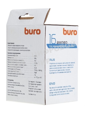 Сетевой фильтр Buro 100SH-Plus-W (1 розетка) белый, коробка