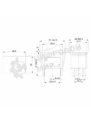 Выключатель клавишный Rexant 250V 15А (6с) ON-OFF черный с подсветкой двойной