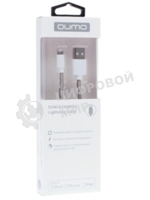 Кабель Qumo light series, USB-Apple 8 pin, 1м, 5В, 1A, опл. PVC, кон. PVC, белый