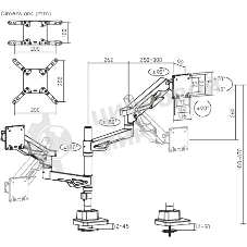 Кронштейн для мониторов Ultramounts UM742BW черный/белый 24
