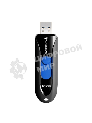 Флешка USB Transcend JetFlash 790 (TS128GJF790K), 128Gb, USB 3.0, R/W 90/40, черный/синий