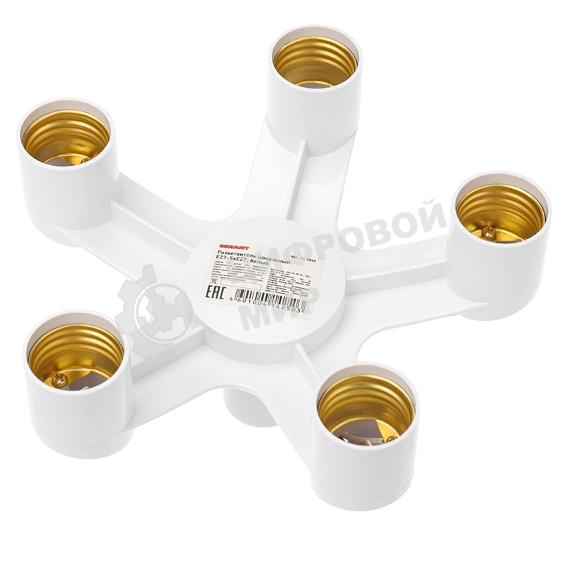 Разветвитель цокольный Rexant Е27-5хЕ27 белый