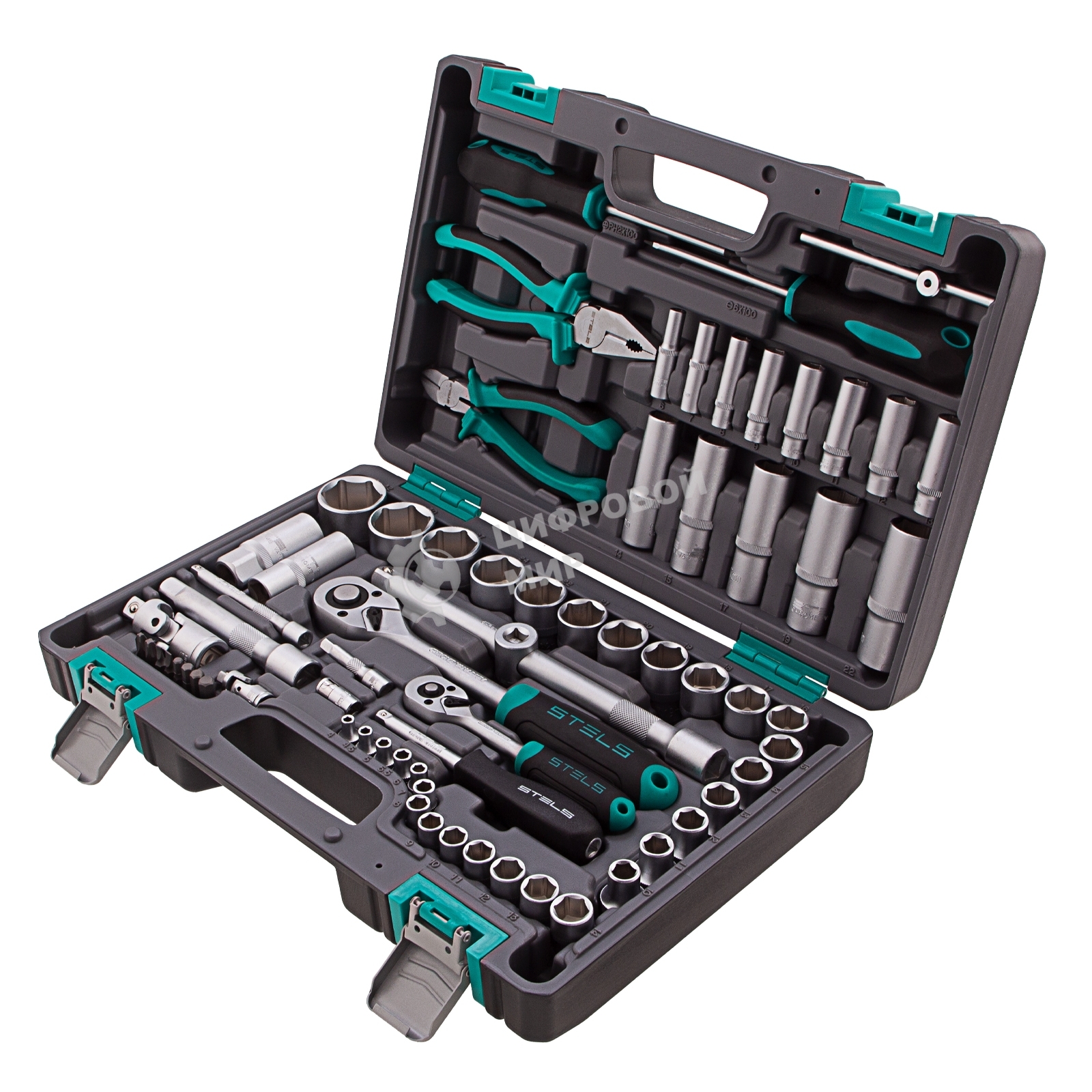 Набор инструментов Stels 141081/2'' 1/4'' CrV пластиковый кейс  69 предм.