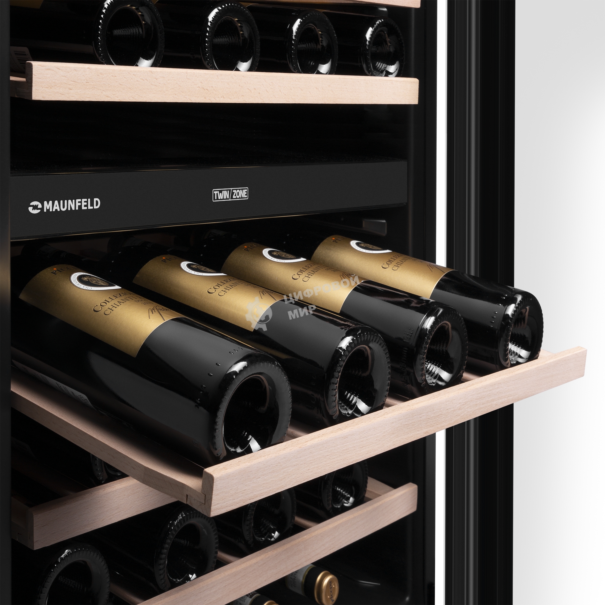 Винный шкаф встраиваемый Maunfeld MBWC-415D171, вместимость: 171 бутылок, черный