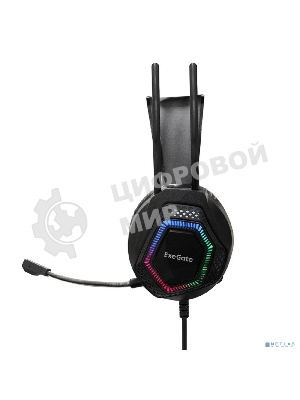 Гарнитура Exegate Cosmos HS-704GL чёрный, проводная, USB, виртуальный звук 7.1, подсветка