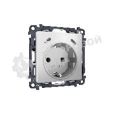 Комплект механизма электрической розетки 2USB С+C 20W с/з на винтовых зажимах 16A-250V ALFA Серебро глянец QUANT (AP4105, VM165) MA410510