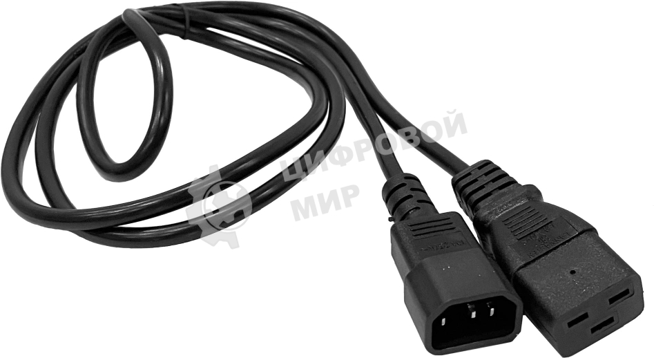 Шнур питания LANMASTER C19-C14, 3х0.75, 220В, 10А, черный, 10 м.