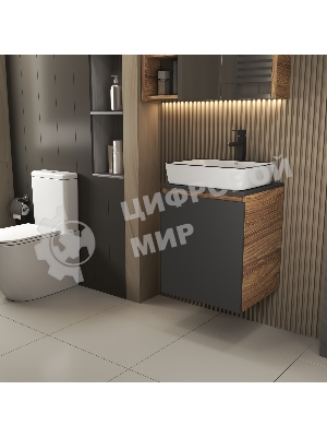 Тумба Bau Dream Blackwood 50 графит, раковина Hotel Black Rand 48х37, смеситель высокий, черный