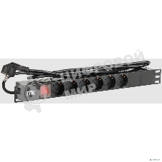 Блок ITK PDU 6 роз. нем.ст. с выкл 1U каб. 2м вилка нем.ст ПВХ чер