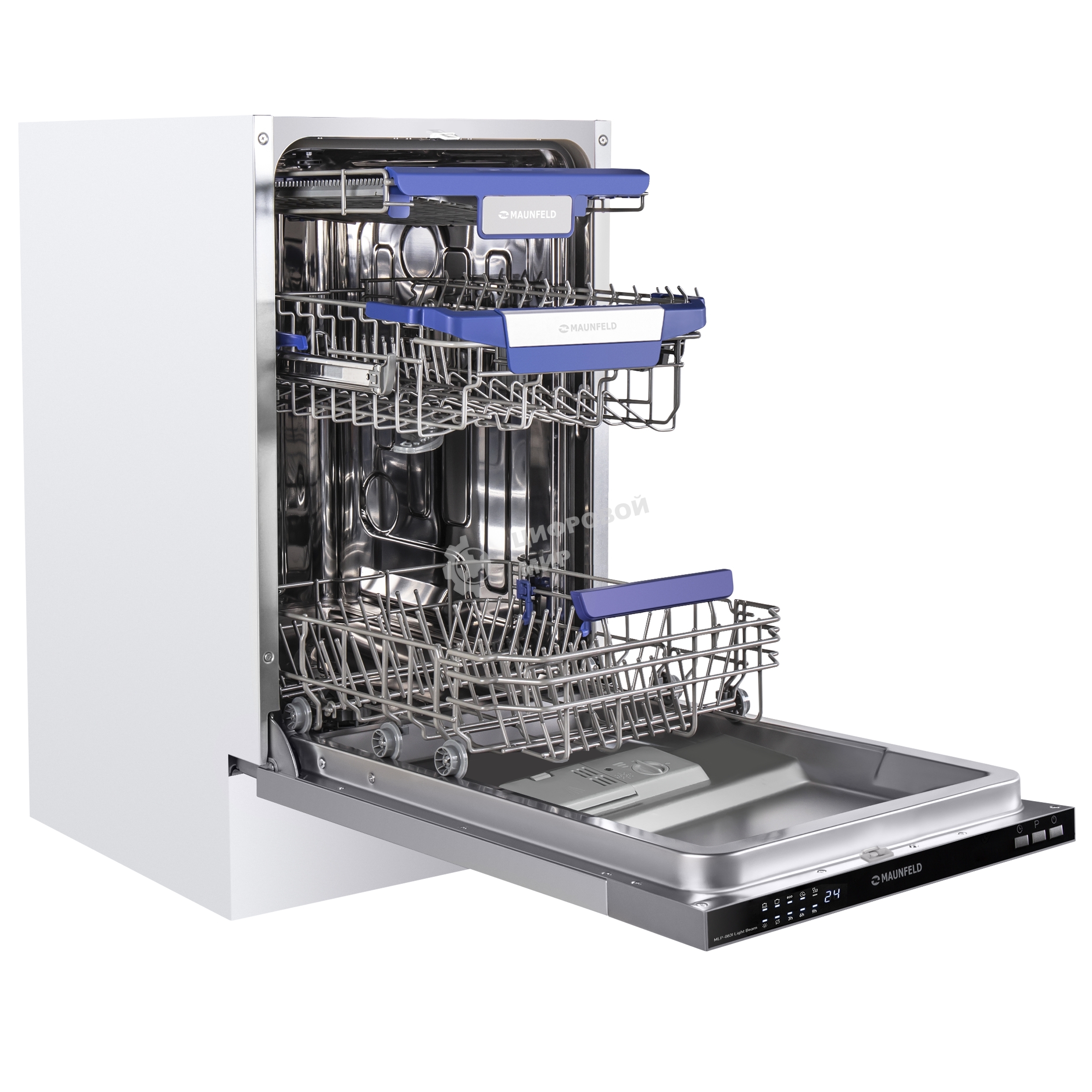 Встраиваемая посудомоечная машина Maunfeld MLP-083I, черный, 44.8 см, 10 компл., 49 дБ, класс A++