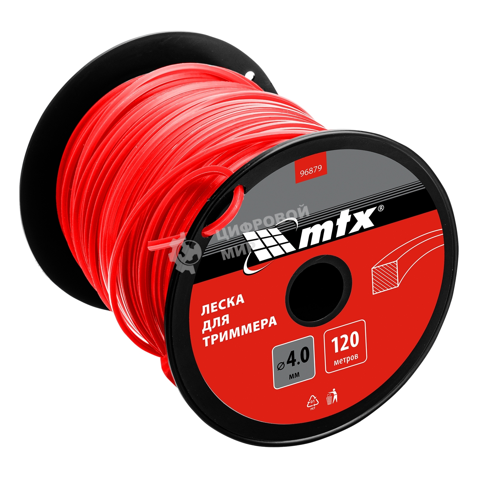 Леска для триммера MTX квадрат 4,0 мм х 120 м, на катушке