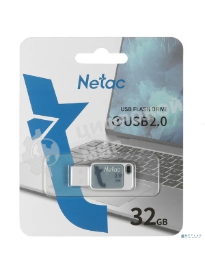 Флешка USB Netac UA31 (NT03UA31N-032G-20BL), 32Gb, USB 2.0, R/W 110/45, синий/белый