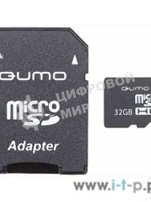 Флеш карта QUMO QM32GMICSDHC10U1 32Gb MicroSDHC Class 10 UHS-I, SD adapter