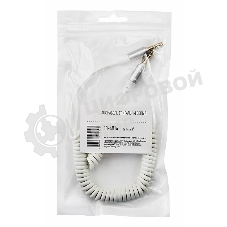 Аудиокабель AUX Rexant 3.5 мм шнур спираль 1 м белый