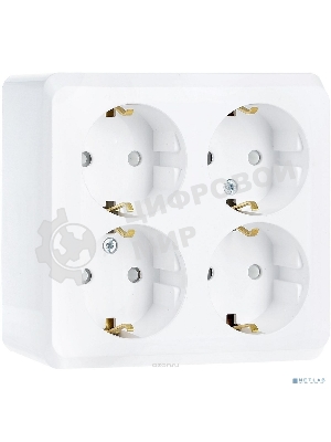 Розетка 4-м ОП Этюд 16А 250В защ. шторки с заземл. белый SchE PA16-208B