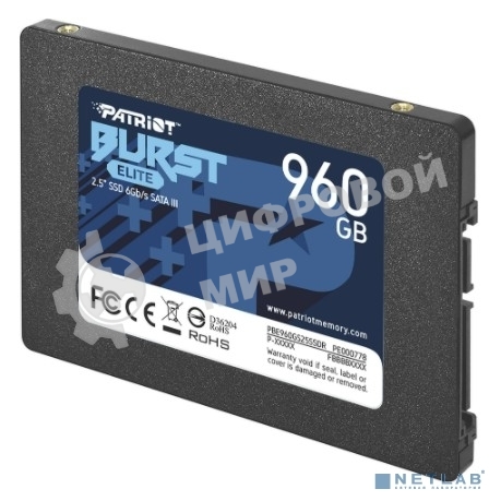 Накопитель SSD Patriot Burst Elite, 960Gb, SATA, 2.5
