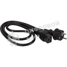 Шнур питания LANMASTER C19-Schuko прямая, 3х1.5, 220В, 16А, черный, 1 метр