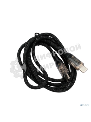 Кабель USB2.0 Cablexpert CCP-USB2-CMCM-SCR-1M, Type-C/Type-C, 6A, 66Вт, PD/QC3.0, дисплей, оплетка, медь, 1м, черный, пакет