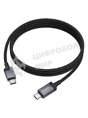Кабель USB2.0 Hoco Type-C/Type-C, 3А, 60Вт, с дисплеем, X118, 1м, черный, коробка
