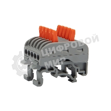 Клемма соединительная Rexant многоразовая проходная 5-полюсная, серая (0,08-4 мм²) с креплением на DIN-рейку (20 шт./уп.)