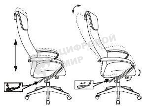 Кресло руководителя Бюрократ CH-607 TW-02 светло-серый, сиденье черный, сетка/ткань, с подголов. крестовина пластик
