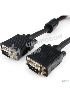 Кабель VGA Premium Cablexpert CC-PPVGA-15M-B, 15M/15M, 15м, черный, тройной экран, феррит.кольца, пакет