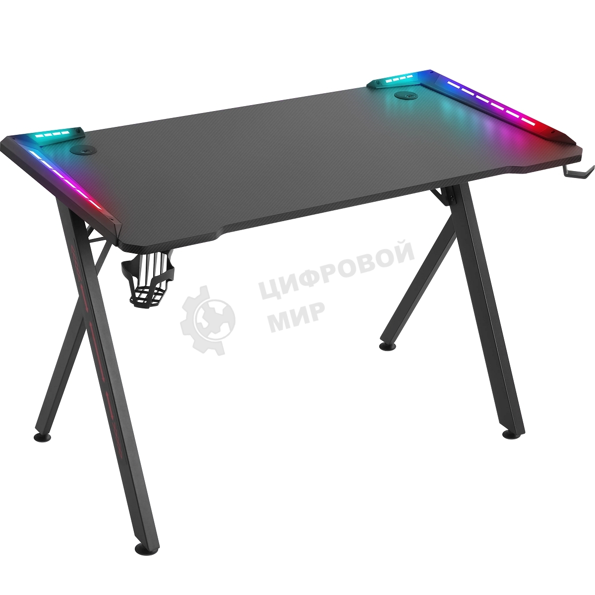 Стол игровой Defender Gamer RGb, подвес круж+гарн., черный, 120