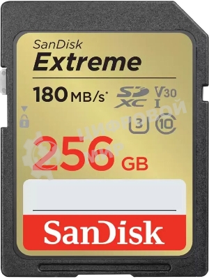 Флеш карта SD 256Gb SanDisk SDXC Class 10 V30 UHS-I U3 Extreme, 180MB/s