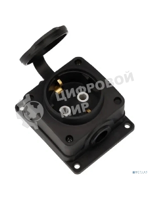 Розетка (колодка) Rexant влагозащищенная с крышкой 1 гнездо COMPACT, с/3, 16А, IP54, каучук, черный