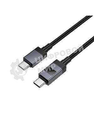 Кабель USB2.0 Hoco Type-C/Type-C, 3А, 60Вт, с дисплеем, X118, 1м, черный, коробка