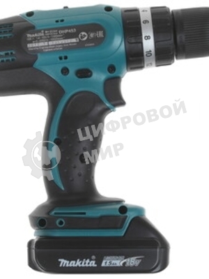 Дрель-шуруповерт Makita DHP453SYE, 18 В, 1.5 Ач, 42 Нм, щеточный