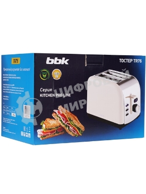 Тостер BBK TR76 кремовый, 800 Вт, 2 слота
