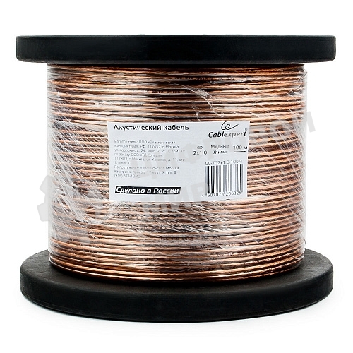 Акустический кабель Cablexpert CC-TC2x1,0-100M, прозрачный, 100 м, на катушке