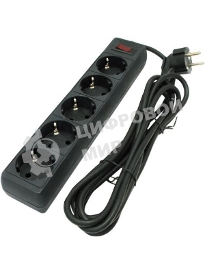 Сетевой фильтр Defender ES, 5.0 м, 5 розеток, черный