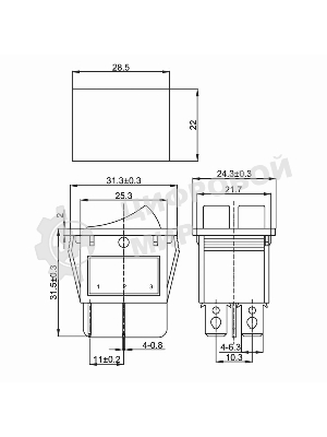 Выключатель клавишный Rexant 250V 15А (6с) ON-OFF зеленый с подсветкой двойной
