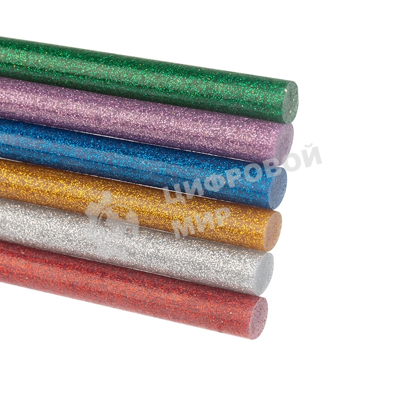 Клеевые стержни Rexant, Ø11 мм, 100 мм, цветные с блестками, 12 шт., блистер