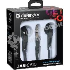 Проводные наушники Defender Basic 610 черный, внутриканальные, Jack 3.5 мм